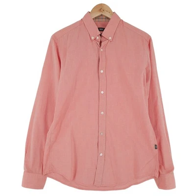 Hugo Boss Herrenhemd Rot Baumwolle Slim Fit Lässig Kv8 Größe M - Bild 1 von 4