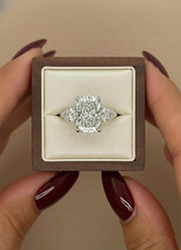 5.00Ct Radiant Cut 14k White Gold Lab Grown Diamond/CVD Women's Engagement Ring