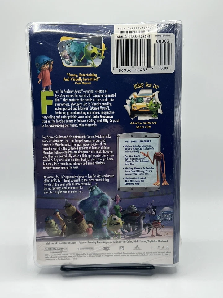  Disney Pixar Monsters, Inc. (VHS, 2001) Clamshell - John Goodman, Billy Crystal Foto 3 de 4