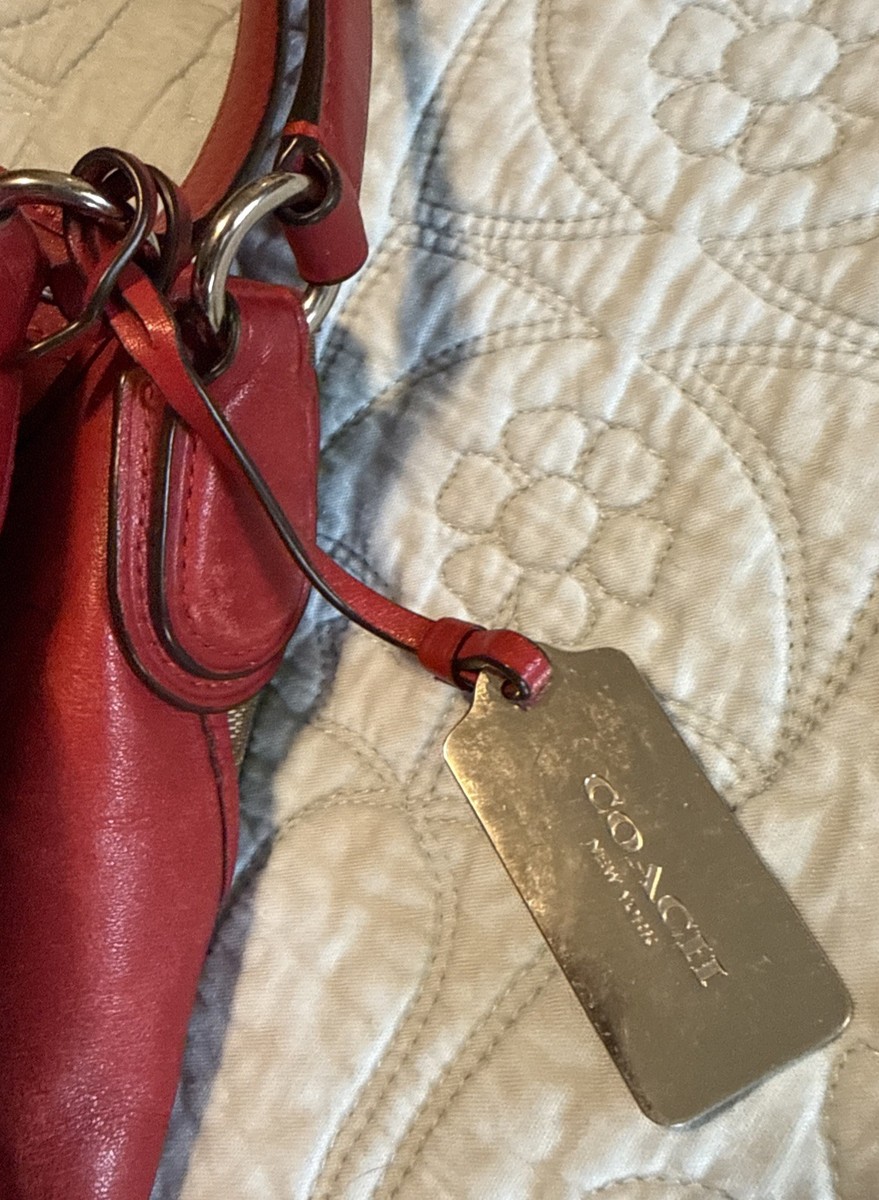 Coach Edie Signature Jacquard Shoulder Bag 31 In Red Leather