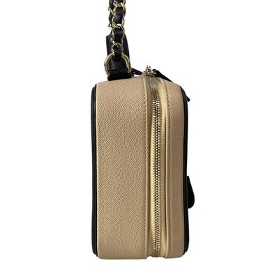 CHANEL CC Filigree, Matelass A93343 Beige Black Grained Calfskin