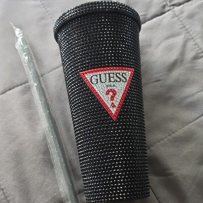 GUESS Black Rhinestone Tumbler 20 fl oz Twist Lid 