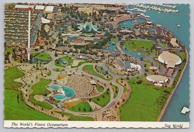 Vintage Sea World San Diego Oceanarium Aerial View Continental Chrome Postcard