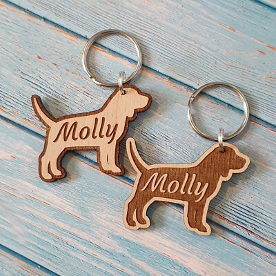 Personalised Wooden Beagle Keyring Gift For Him or Her, Dog Mum, Dog Dad