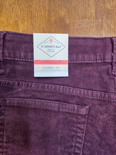 NEW St John’s Bay Womens Corduroy Pants Sz 8 Burgandy Relaxed Stretch 32X31 - Picture 17 of 18