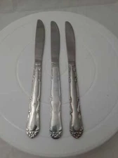 Lot of 3 Walco Stainless Dinner Knives Flower Pattern 8 3/4"
