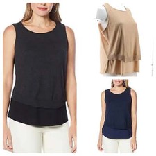 DG2 by Diane Gilman Women s Combo Sweater Knit Layered Easy Tank