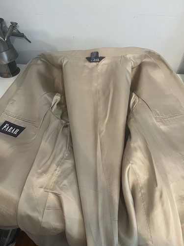 Men's Farrah Tan Brown Cotton Blend Summer 2pc Suit 2 Button sz 44R Pants 37X27" - Picture 10 of 18
