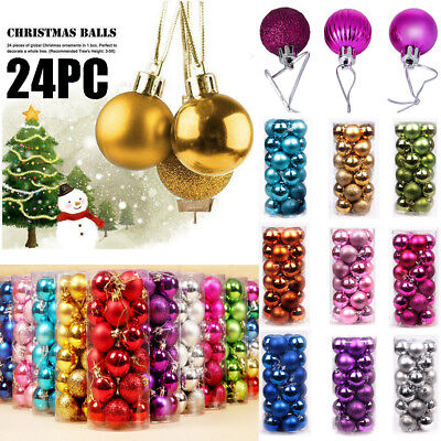 24/48Pcs Glitter Christmas Balls BaublesXmas TreeHanging Ornament ChristmasDecor 