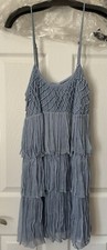 Blue Spaghetti Strap Fringe Mini Dress by Raga Size Medium 