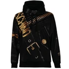 MOSCHINO COUTURE Biker Jacket Logo Print Sweater Hoody Black Gold