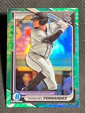2024 Bowman Chrome GREEN LUNAR REFRACTOR Yanquiel Fernandez, item 1