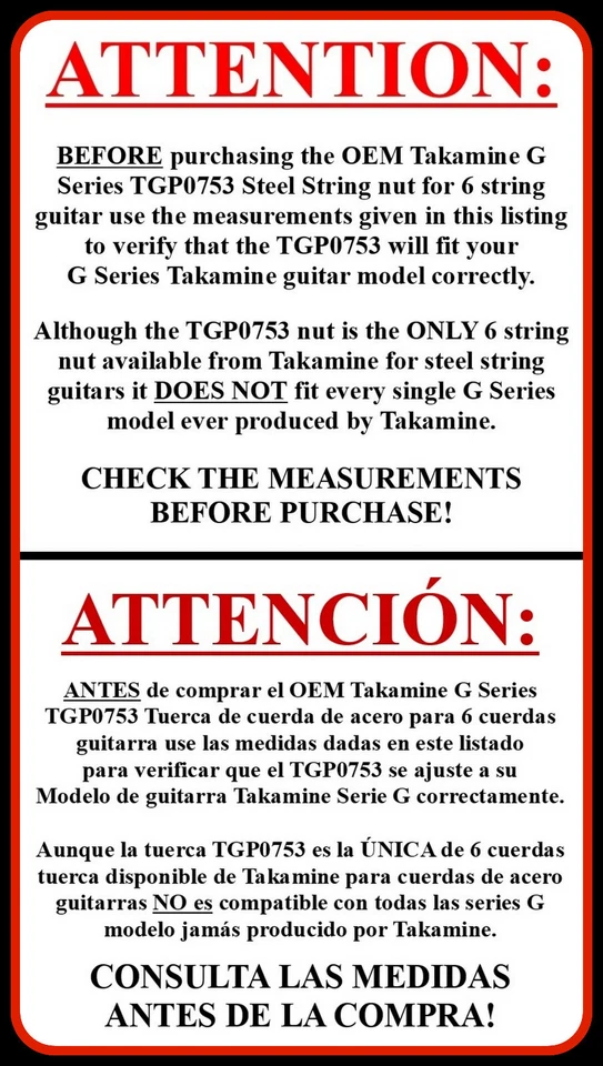 Guitarra Acústica Takamine Serie G NUT TGP0753 / Pre Ranurada / Pieza OEM / TUSQ Foto 4 de 4