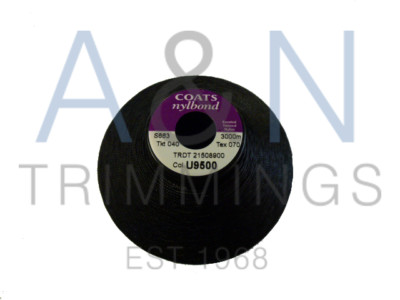MANTEL NYLBOND TKT40 3000mtrs KEGEL GEBUNDENES NYLONFADEN FARBE SCHWARZ UND WEISS