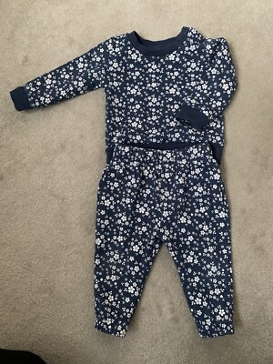 Blumenmuster Marineblau 2 Stück Baby Jogginghose Pullover Set. alter 6-9m. EUC