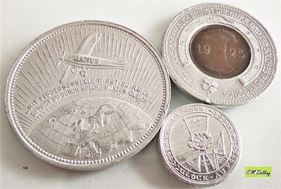Konvolut: 3xReklamemarken, Freiberg MH. EWALD + andere mit 1Pfennig eingepresst - Bild 1 von 4