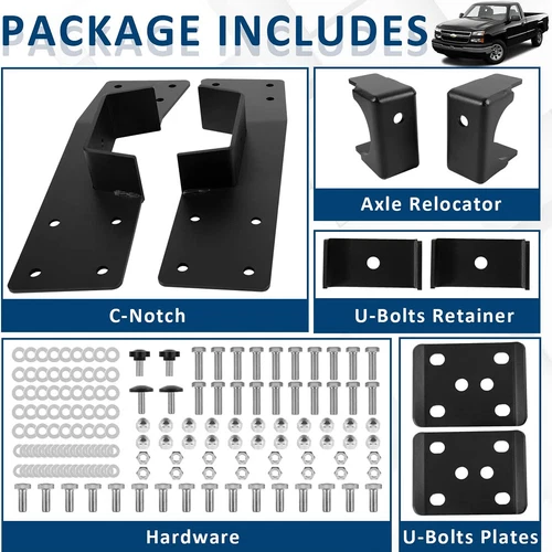 6" Rear Axle Lowering C Notch & Flip Kit for Chevrolet Silverado,GMC 1999-2007 - Foto 6 di 15