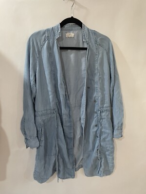 lou and grey denim dress gray tie waist tunic V neck blue size S african evening dress