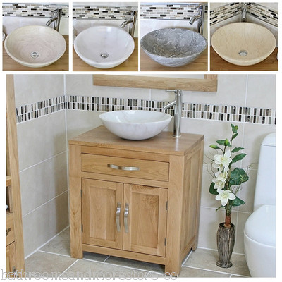 Badezimmer Waschtischunterschrank Eiche Unterschrank Möbel Waschtisch & Marmor Steinbecken 502