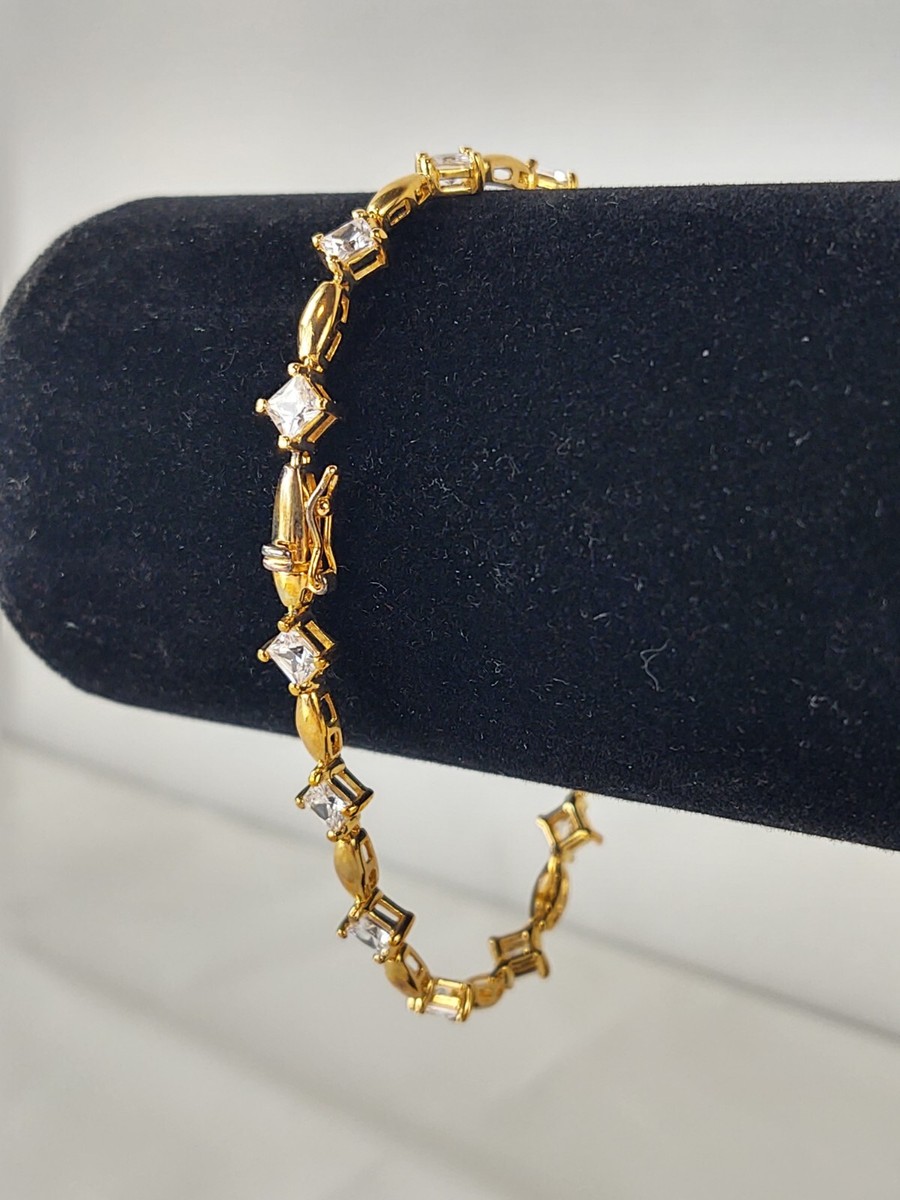 Stamped 925 China Gold Faux Diamond Safety Closure Bracelet