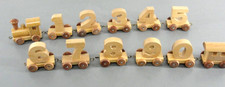 HANDCRAFTED 12pc WOOD WOODEN NUMBER TRAIN SET w/ENGINE  CABOOSE EDUCATIONAL TOY