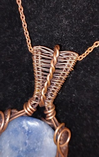 Hand Wire Wrapped Blue Aventurine Stone Pendant And Necklace - Picture 4 of 15