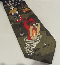 Looney Tunes Bugs Bunny Taz devil golfing golf tie