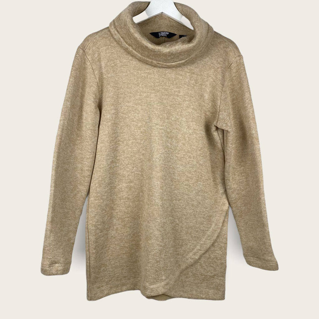 Lands' End Women's Sweater Fleece Tunic Cowl Neck Pullover eBay