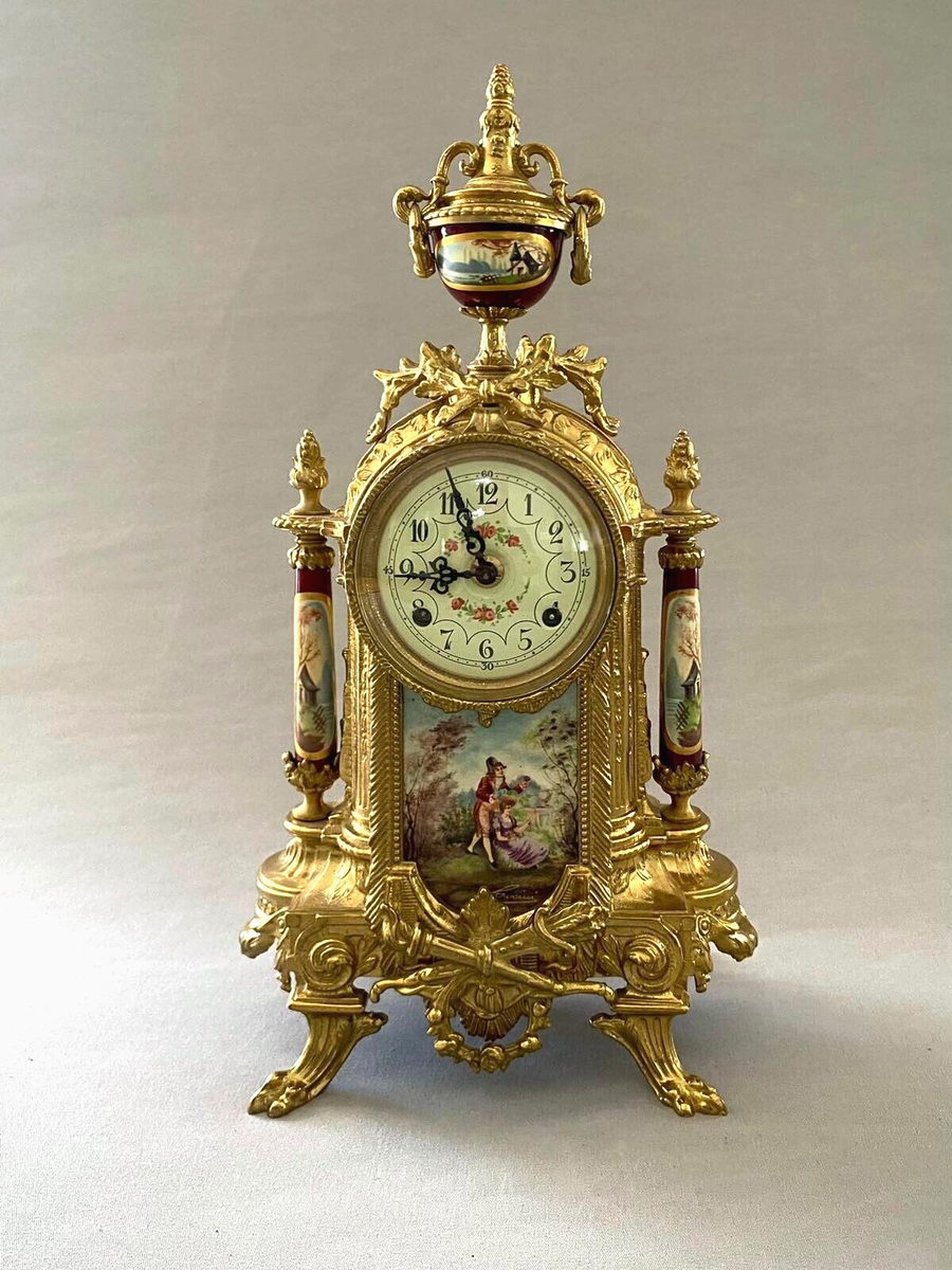 ルメール Vtg Franz Hermle Lancini Imperial Ormolu Porcelain Gilt Brass