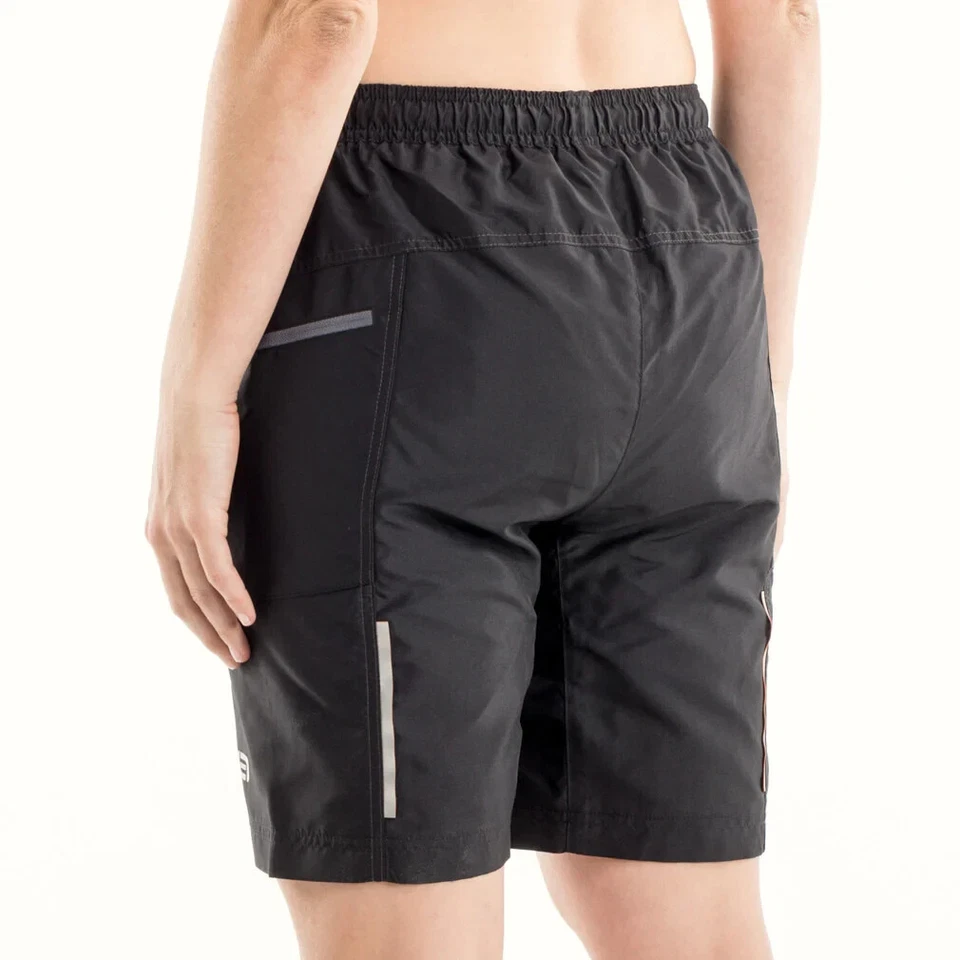 Pantalones Cortos de Ciclismo Bellwether Ultraligeros Gel Baggies - Negros, Para Mujer, Medianos Foto 2 de 4