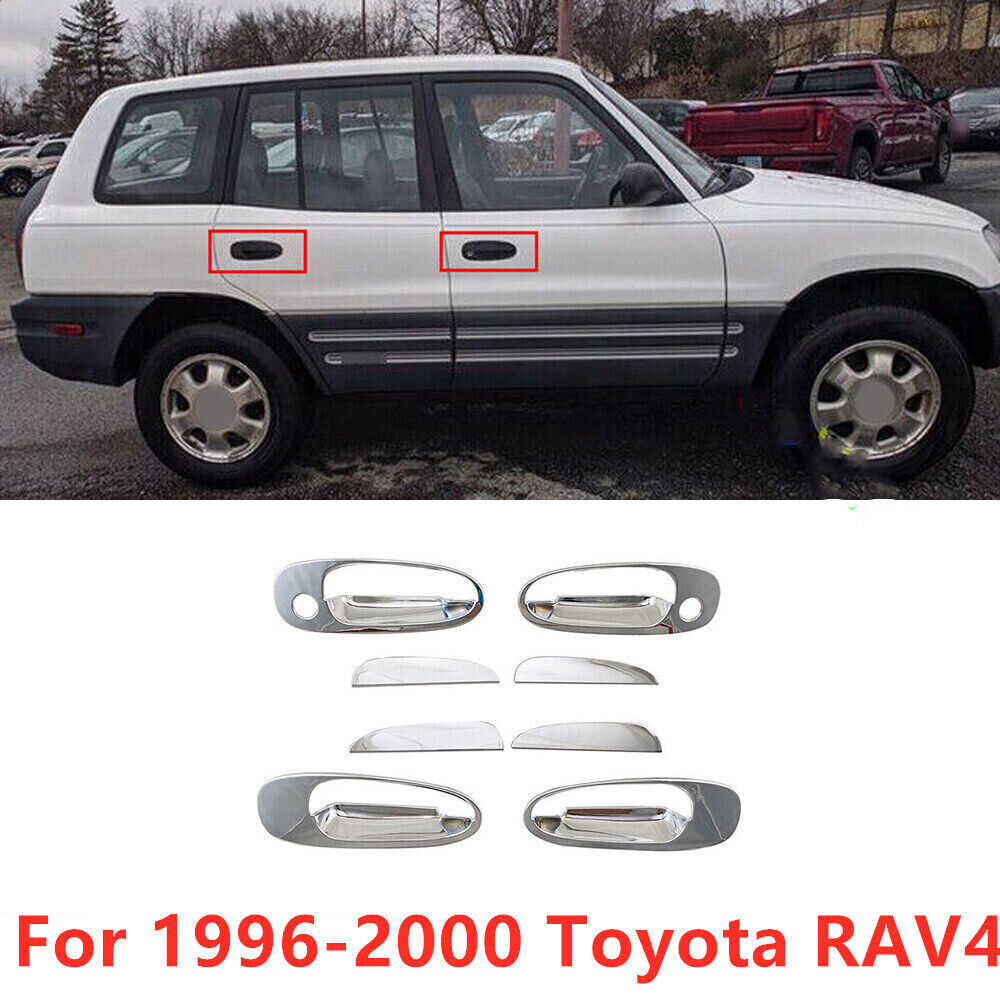8X Car Chrome Side Door Handle Bowl Cover Trim Decor For Toyota RAV4 1996-2000