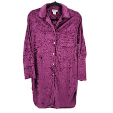 Vintage Soft Wear Women's Velvet Nightshirt Nightgown Long Sleeve Made In USA