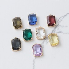6pcs Rectangle Crystal Charm,Cubic Zirconia Rectangle Pendant,Zircon Charm