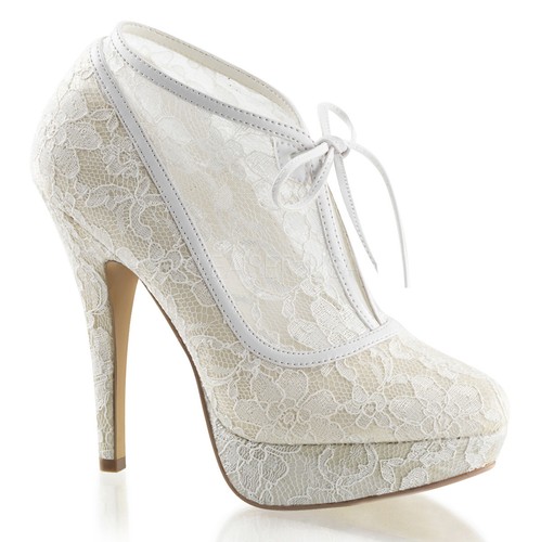 Ivory Off White Lace Bridal Vintage Victorian Wedding Shoes Heels Womans 6 7 8 9 - Photo 1/4