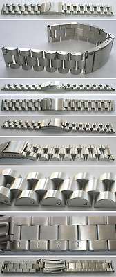 SOLID STAINLESS STEEL WATCH BAND Brushed WITH FOLDING CLASP Choice: 18, 20, 22, 24mm