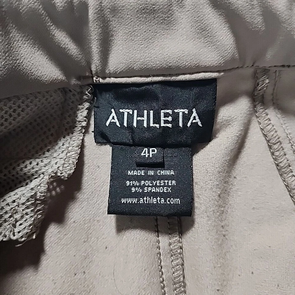 Athleta Tan Pants/ Slacks Adjustable Waist Size 4P Pockets Thicker Athletic - Image 4 of 4