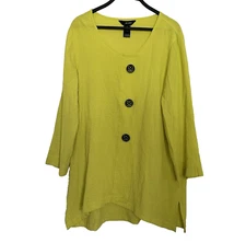 Ali Miles Top Women’s M Citron Yellow Lightweight Tunic Blouse Textured Artsy