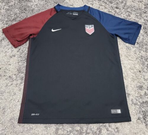 Nike USMNT Soccer 2016-2018 Away Jersey Blank Black/Red/Blue Youth Sz XL USA - Picture 1 of 8