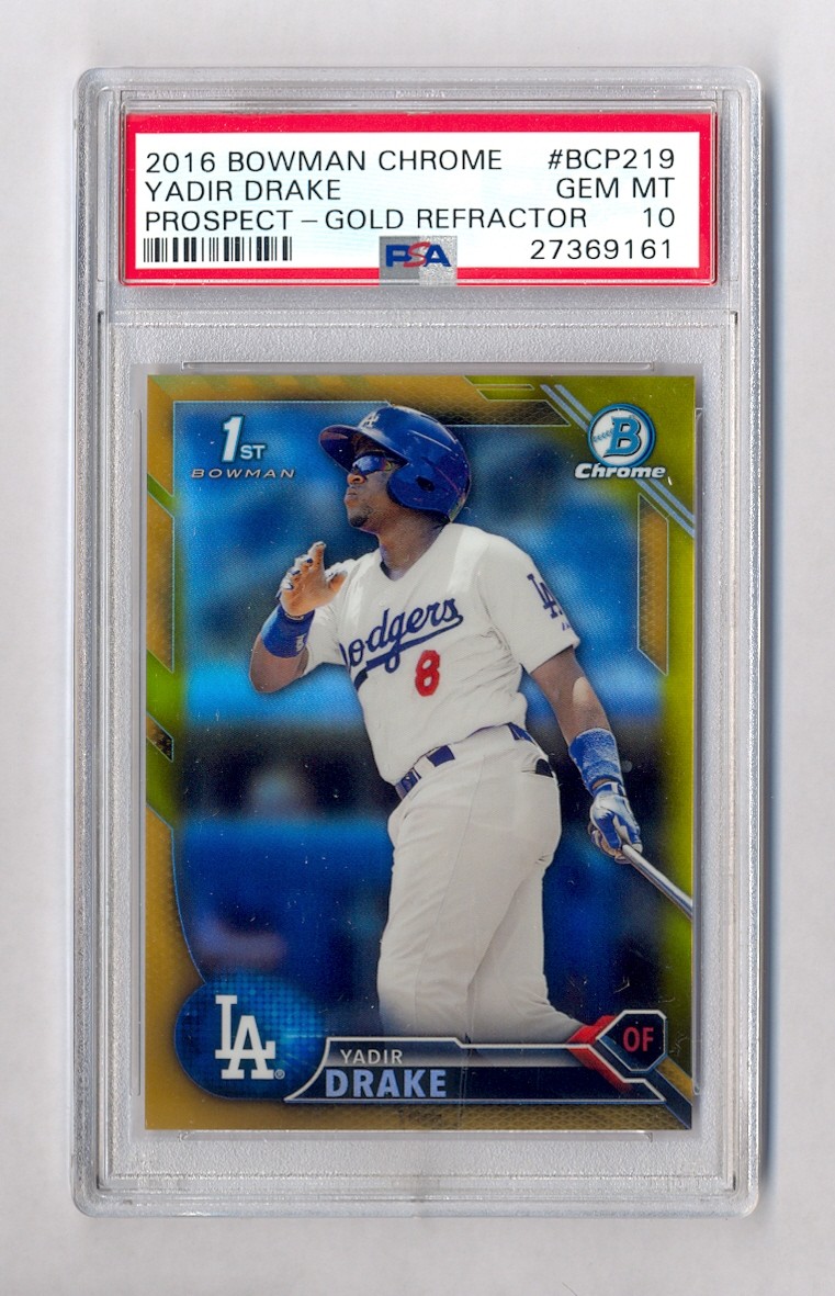 YADIR DRAKE 2016 BOWMAN CHROME GOLD REFRACTOR RC #8/50 PSA 10 GEM