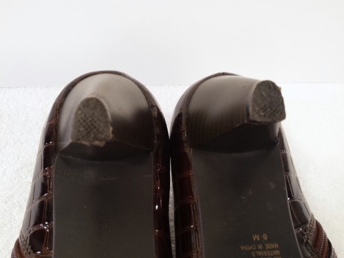 BOSTON DESIGN STUDIO Size 8 Ankle Bootie Faux Reptile Cone Heel Brown Zip Boho - Picture 11 of 13