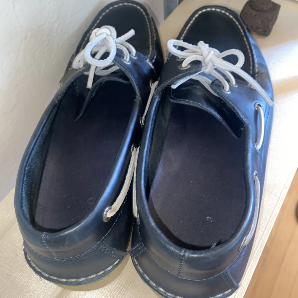 Zapatos de barco de cuero con muelles Sebago para hombre talla 12 mocasines azules cómodos sin cordones Foto 3 de 4