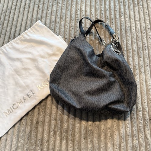 Michael Kors Fulton Signature Logo Shoulder Bag, LG Dark Gray With Storage Bag