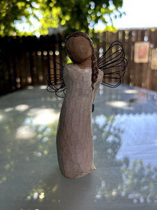 Willow Tree Thank You Angel, 5" Standing Holding Blue Flowers, Demdaco