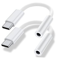 USB Type C to 3.5mm Headphone Jack Adapter, 2-Pack USB C to Aux Female Audio