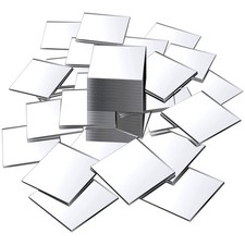 50 Pieces Mini Size Square Mirror Adhesive Small Square Craft Mirror Tiles fo...