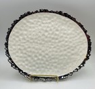 Luna Park White Embossed Oval Serving Plate Silver Rim  — photo 1