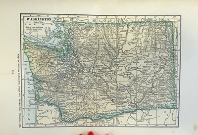 Vintage original print  1924 map of Washington
