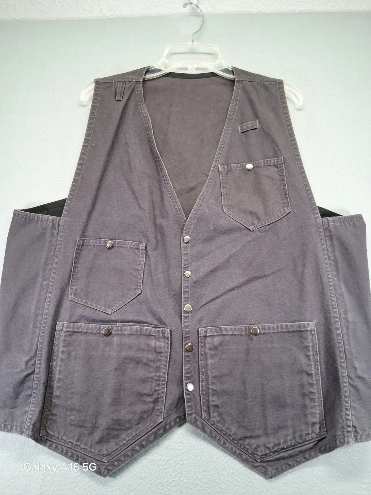 Men's Utility/ Motorcycle Vest 7 B Pockets Dark Gray Snap Button Size XL