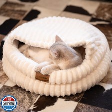 CHEERPALS Cat Bed for Indoor Cats, Washable Round Cat Bed Soft Fl