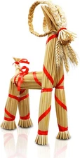 16.1-inch Tall Swedish Straw-Woven Christmas Goat Yule Decoration forome Birthda